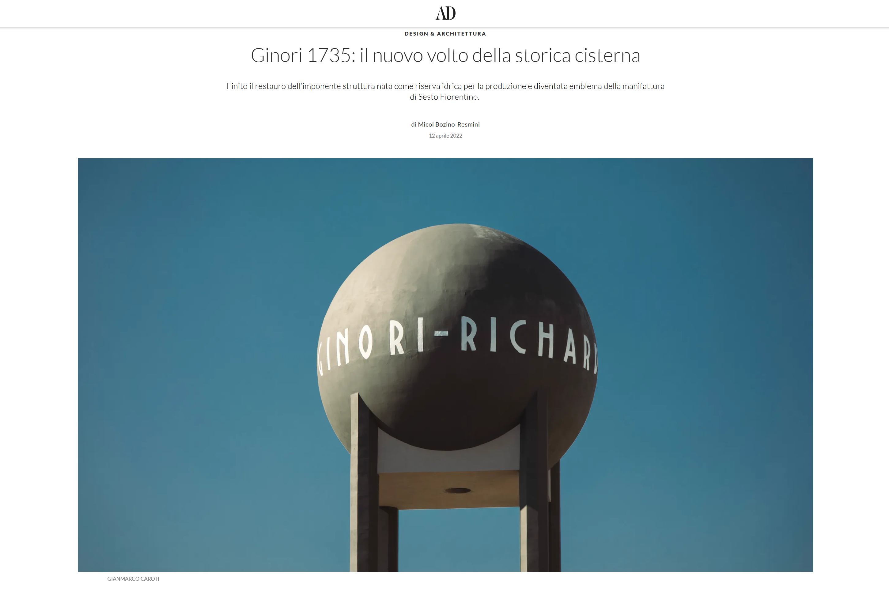 Richard Ginori cisterna renovation